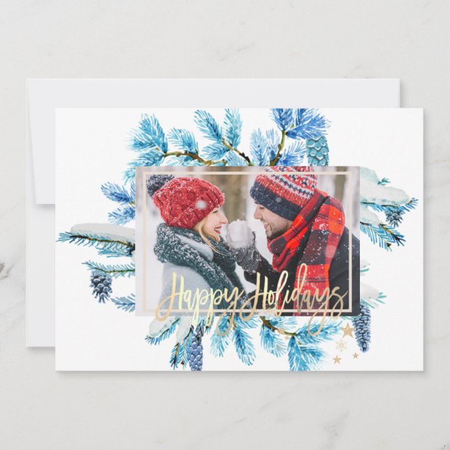 Branches de pin bleu Photo Joyeux Noël (Devant)