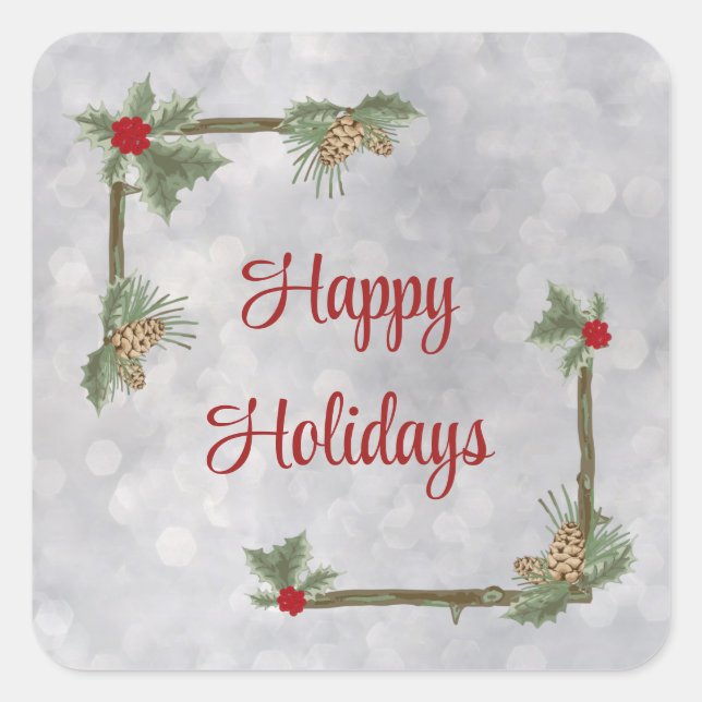 Branches de pin et Stickers Carré Holly (Devant)