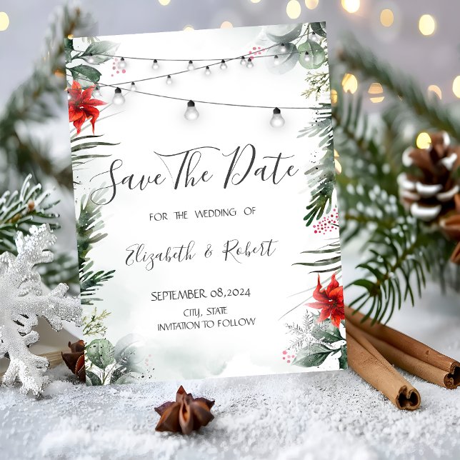 Branches de pin,Poinsettia Save The Date (Créateur téléchargé)