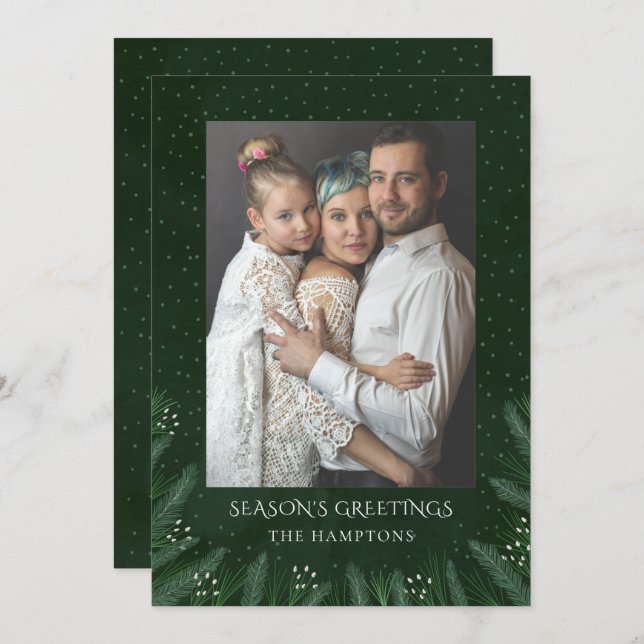 Branches de pins de la forêt verte Carte de vacanc (Devant / Derrière)