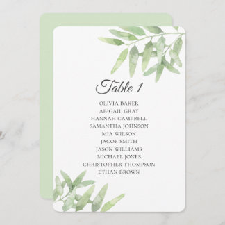 Branches d'olivier. Cartes de sièges Mariages simp
