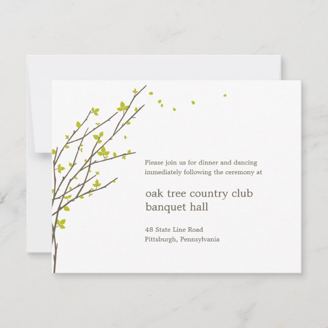 Branches en fleurs Carte de réception de mariage - (Devant)