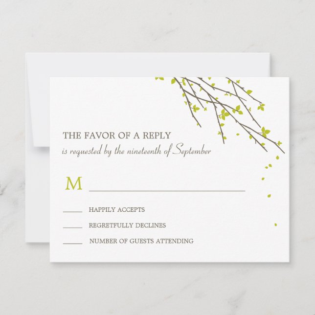Branches en fleurs Mariage Carte RSVP - Chaux (Devant)