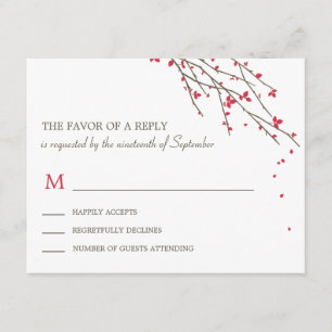 Branches en floraison Carte RSVP de mariage - Ceri