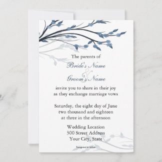 Branches Florales Bleues Invitations de mariage