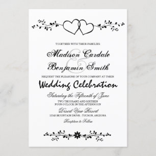 Branches florales Double Coeur Invitations de mari