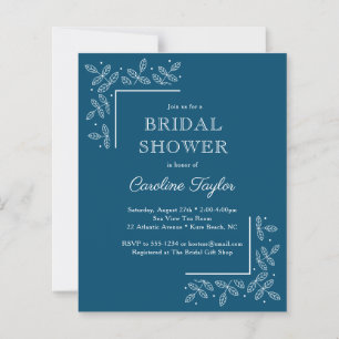Branches modernes Blue Bridal Shower Invitation