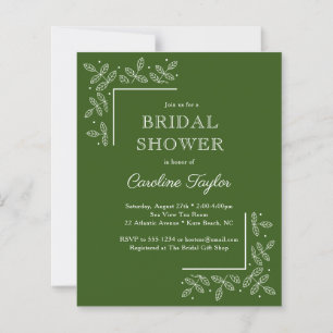 Branches modernes Green Bridal Shower Invitation