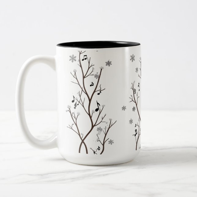 Branches musicales et flocons de neige Mug à deux  (Gauche)