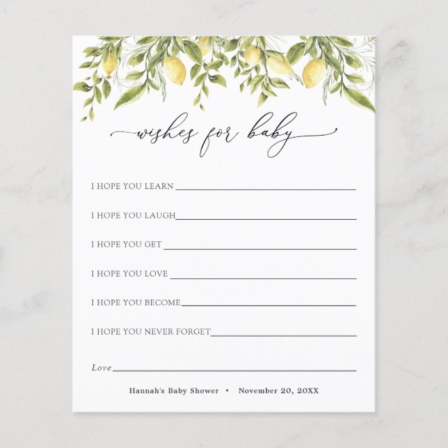 Branches vintages de citron Voeux pour carte bébé (Devant)