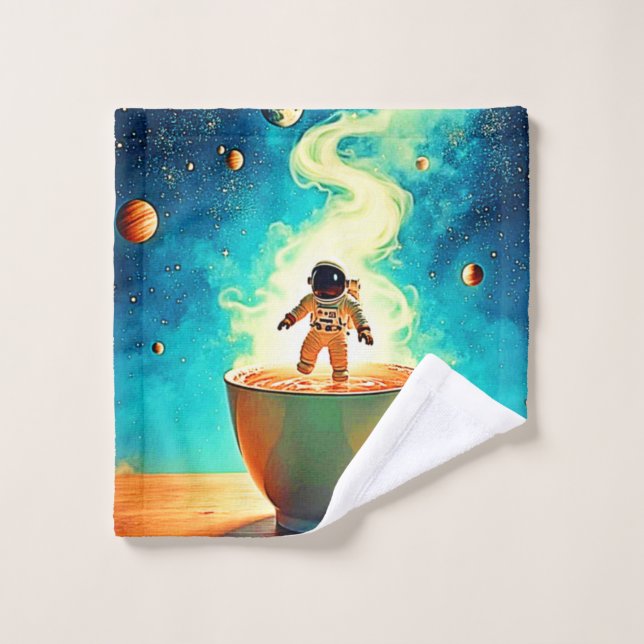 Brassage Cosmique : Le Rêve de Café de l'Astronaut (Gant de toilette)