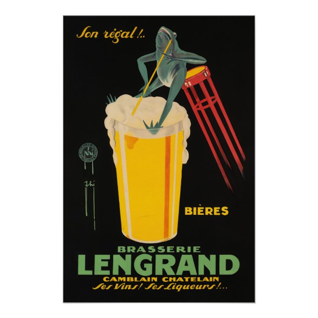 Brasserie Lengrand Bieres Poster vintage 1926 (Devant)