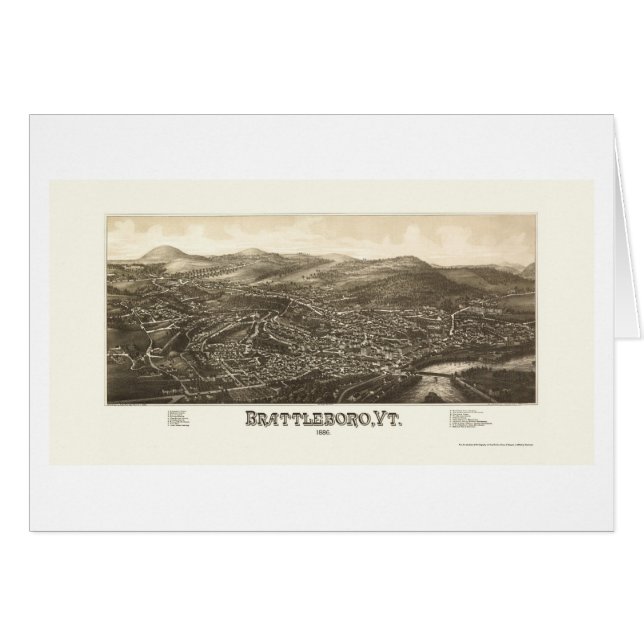 Brattleboro, carte panoramique de VT - 1886 (Devant horizontal)