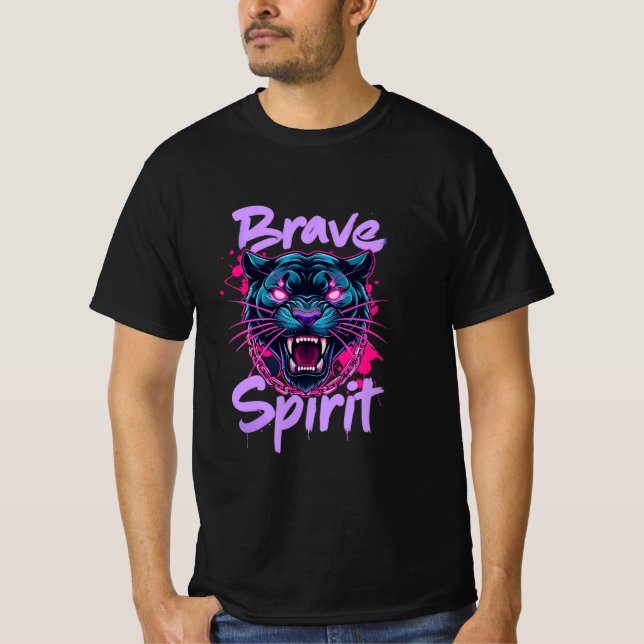 Brave Spirit Neon Panther Graffiti T-shirt (Devant)