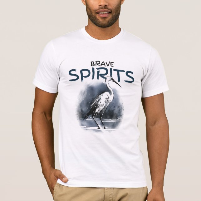 Brave Spirits Heron Nature Artistique T-shirt (Devant)