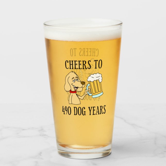 Bravo à 490 ans chien 70e anniversaire verre (Devant (rempli))