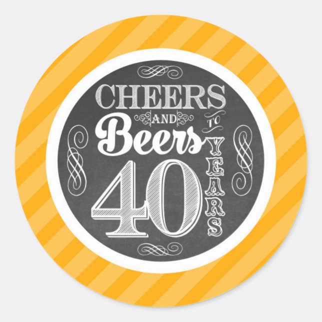 Bravo et bières à 40 ans rond Stickers Étiquettes (Devant)