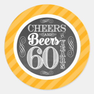 Bravo et bières à 60 ans rond Stickers Étiquettes