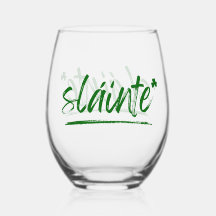 Bravo Irish Sláinte Verre à vin - Vert