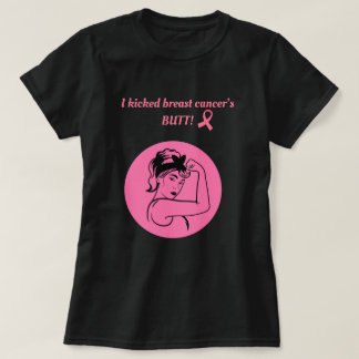 Breast Cancer Pink Kick Butt Woman T-Shirt