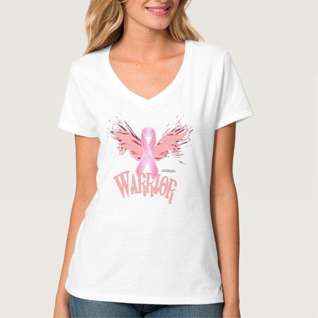 Breast Cancer Warrior Ladies V-Neck Nano T-shirt (Devant)