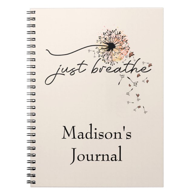 Breathe Dandelion Butterfly Carnet Journal (Devant)