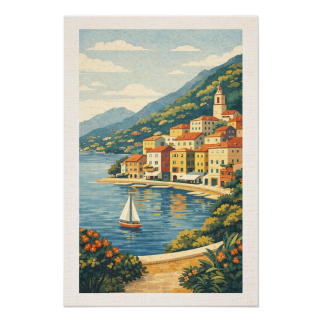 Breathtaking Riviera Seaside Retro Travel Poster (Devant)