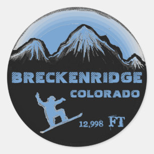 Breckenridge Colorado bleu snowboard art stickers
