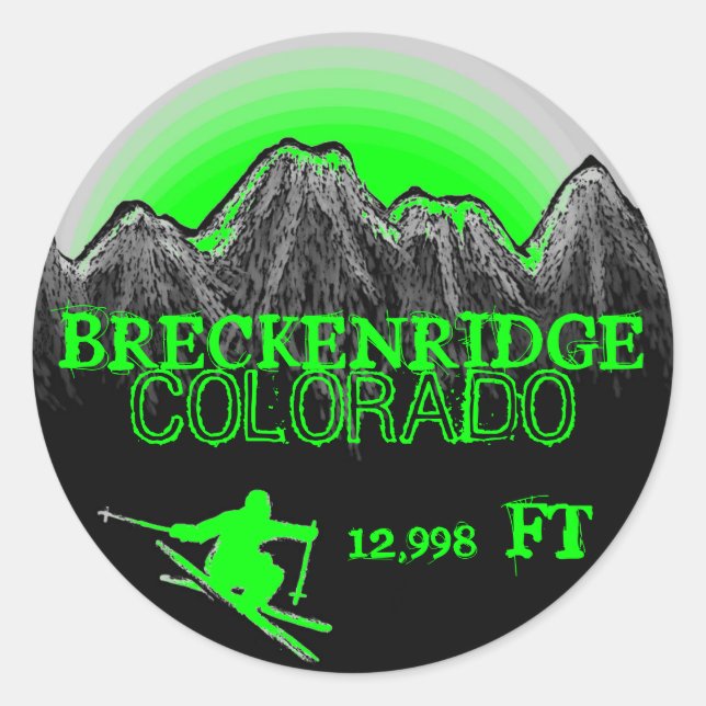 Breckenridge Colorado stickers vert ski (Devant)