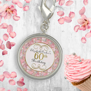 Breloque Jolie aquarelle rose Floral 60e anniversaire