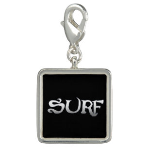 Breloque Surf noir argent carré charme