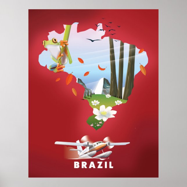 Brésil Affiche illustrée de voyage. (Devant)