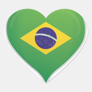 Brésil amour drapeau orgueil autocollant coeur