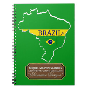Brésil contour du pays Drapeau Couleurs Carnet mod