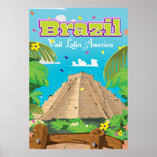 Brésil Dessin sur affiche de voyage (Devant)