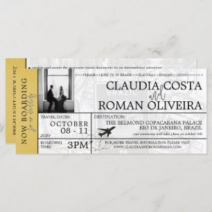 Brésil Mariage Jaune Boarding Pass Invitation