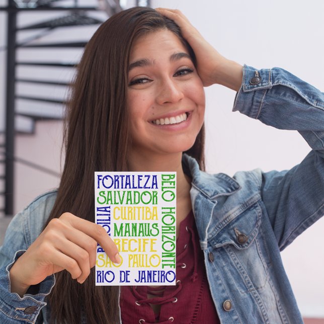 Brésil Ville Noms Brésil Drapeau Carte d'Invitatio (Brazil Rio Sao Paulo Flag Postcard)