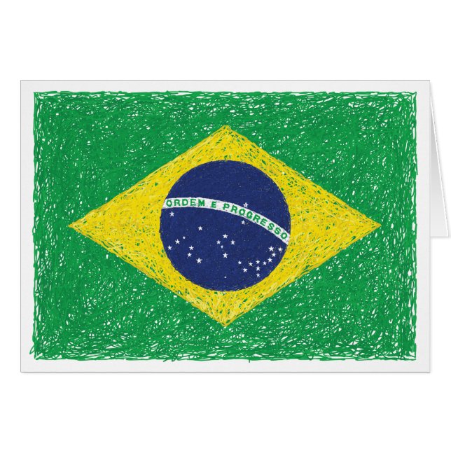 Brésilien de *Hand-sketch* de drapeau du Brésil (Devant horizontal)