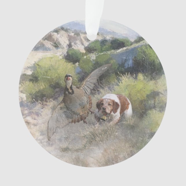 Bretagne Espagnol chasse perdrix chukar, Art (devant)