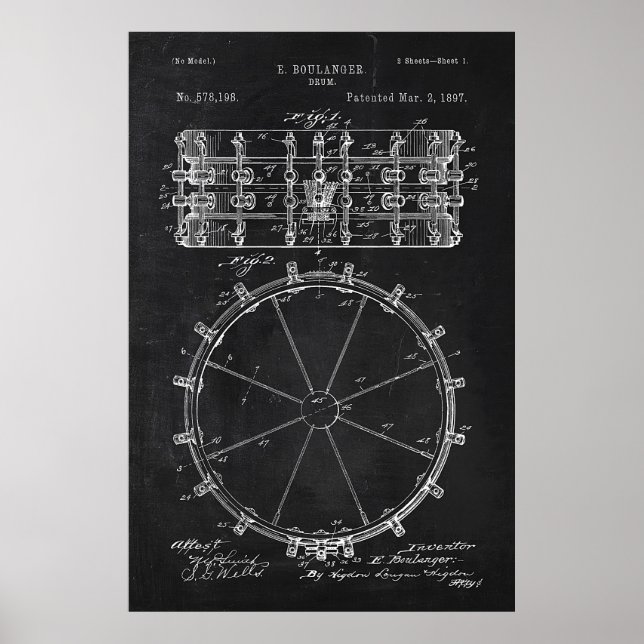 Brevet à tambour de tableau à roulettes (Devant)