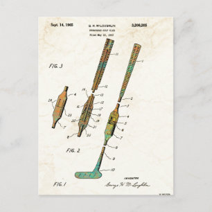 BREVET SE PLIANT de CLUB de GOLF - cartes postales