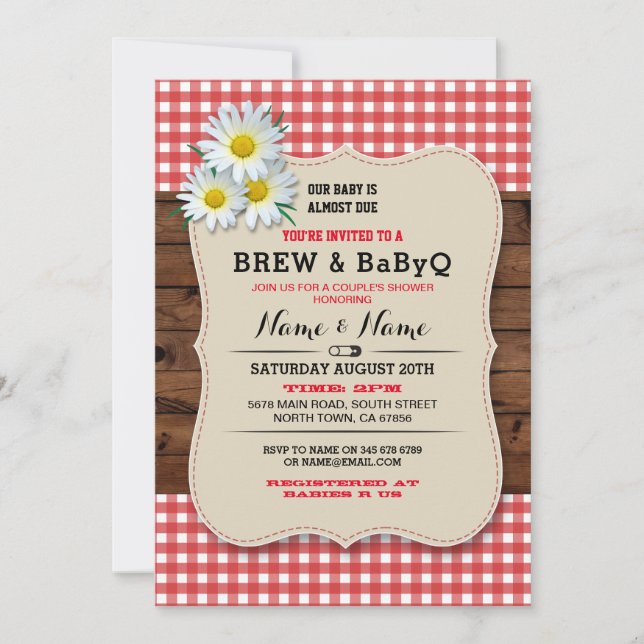 Brew et invitation en bois rouge de marguerite de (Devant)
