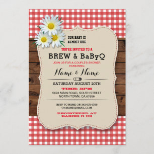 Brew et invitation en bois rouge de marguerite de
