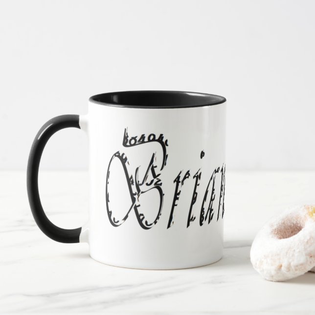 Brian, Nom Logo Cursif, Mug Combo Café (Avec donut)