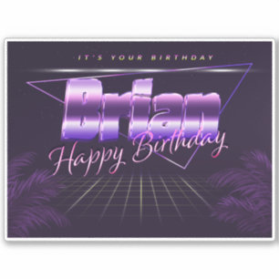 Brian Prénom lila retro Sticker