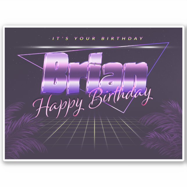 Brian Prénom lila retro Sticker (Devant)