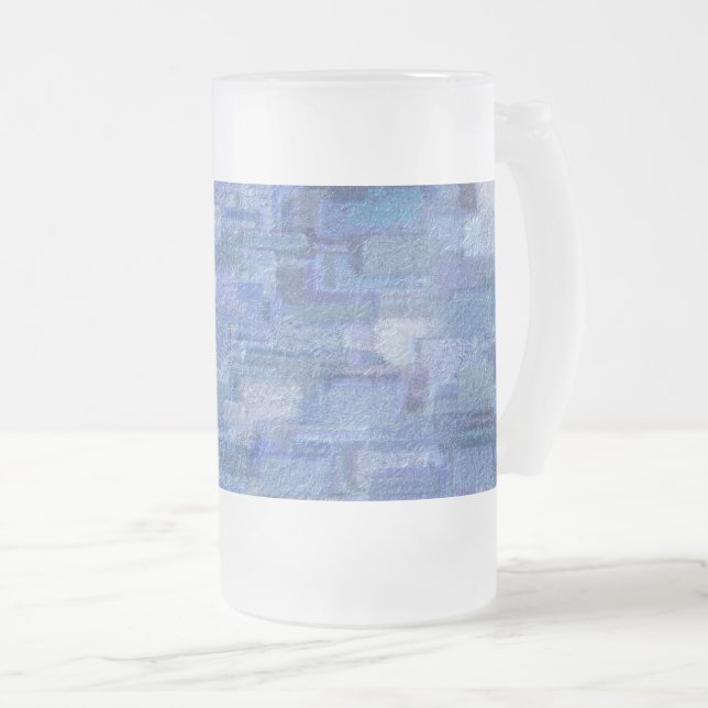 Brick Abstrait Winter Blues Frosted Glass Beer Mug (Devant droit)