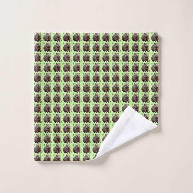 Brickwork Burrow : Une toile verte de Wombat, (Gant de toilette)