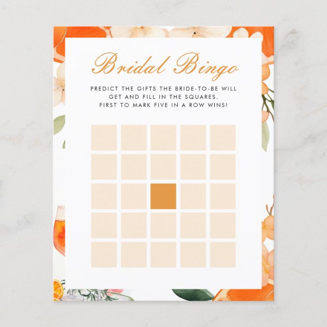 Bridal Bingo Aperol Spritz Fête des mariées Jeu (Devant)