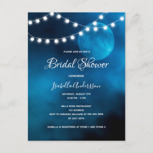 Bridal douche bleu lune lumières cordes invitation